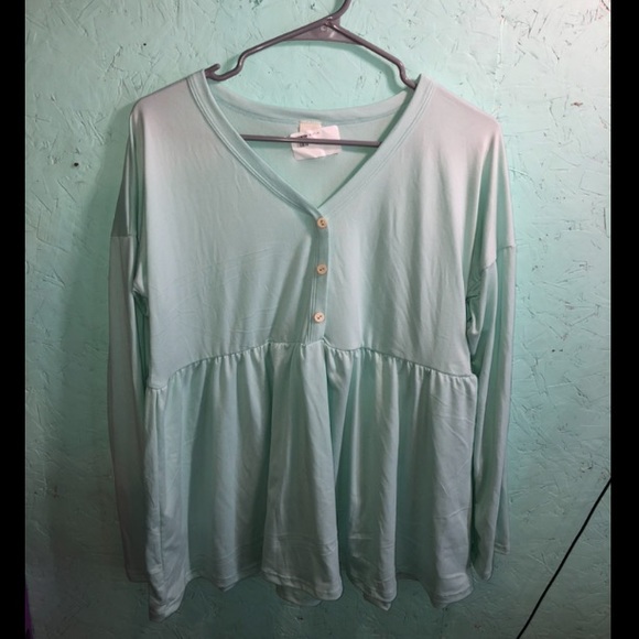 Sew In Love Tops - Mint baby doll style long sleeve top